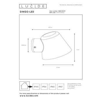 Lucide DINGO-LED - nástěnné svítidlo venkovní - stmívatelné - GU10 - 1x4,5W 3000K - IP44 - Bílá 14881/05/31, LUCIDE, TRENDY svítidla