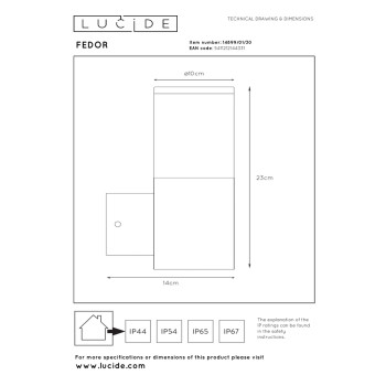 Lucide 14899/01/30 FEDOR nástěnné svítidlo E27/40W H23cm černá, LUCIDE, TRENDY svítidla