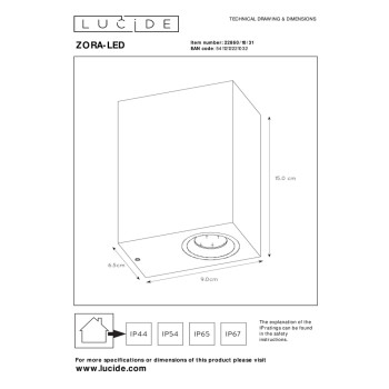 Lucide ZORA-LED - přisazené bodové svítidlo venkovní - stmívatelné - GU10 - 2x5W 3000K - IP44 - Bílá 22860/10/31, LUCIDE, TRENDY svítidla