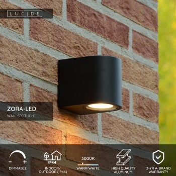 Lucide ZORA-LED - přisazené bodové svítidlo venkovní - stmívatelné - GU10 - 1x5W 3000K - IP44 - Černá 22861/05/30, LUCIDE, TRENDY svítidla