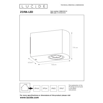Lucide ZORA-LED - přisazené bodové svítidlo venkovní - stmívatelné - GU10 - 1x5W 3000K - IP44 - Bílá 22861/05/31, LUCIDE, TRENDY svítidla