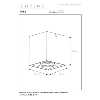 Lucide TUBE - stropní svítidlo - GU10 - Bílá 22953/01/31, LUCIDE, TRENDY svítidla