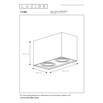 Lucide 22953/02/30 TUBE Spot 2xGU10 černá, LUCIDE, TRENDY svítidla
