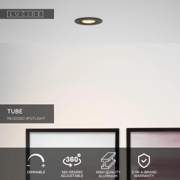 Lucide 22954/01/30 kulaté světlo D9cm GU10 excl černá, LUCIDE, TRENDY svítidla