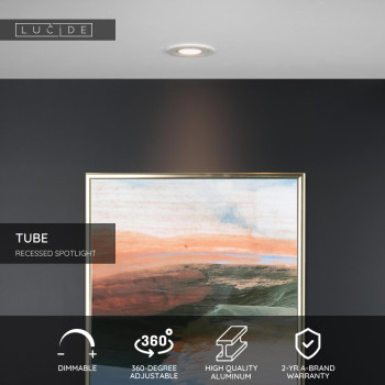Lucide TUBE - podhledové svítidlo - Ø 9 cm - GU10 - Bílá 22954/01/31, LUCIDE, TRENDY svítidla