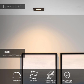 Lucide 22955/01/30 TUBE svítidlo bodové zápustné Ø9.2cm černá, LUCIDE, TRENDY svítidla