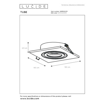 Lucide TUBE - podhledové svítidlo - GU10 - Bílá 22955/01/31, LUCIDE, TRENDY svítidla