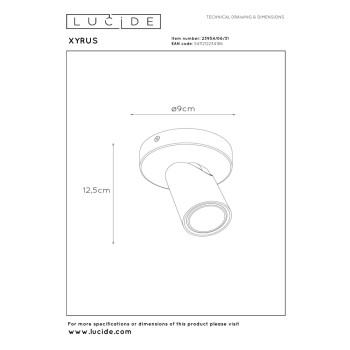 Lucide 23954/06/31 XYRUS bodové svítidlo GU10 - 5W - bílé, LUCIDE, TRENDY svítidla