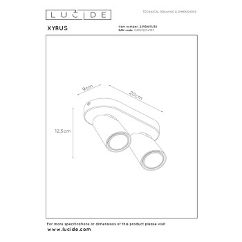 Lucide 23954/11/30 XYRUS bodové svítidlo 2xGU10 - 5W - černé, LUCIDE, TRENDY svítidla