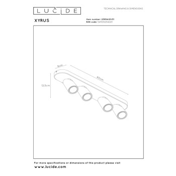 Lucide 23954/21/31 XYRUS svítidlo bodové 4xGU10 - 5W - bílé, LUCIDE, TRENDY svítidla
