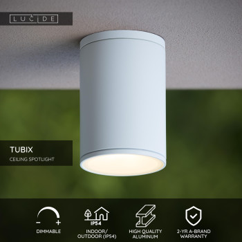 Lucide TUBIX - stropní svítidlo venkovní - Ø 10,8 cm - IP54 - Bílá 27870/01/31, LUCIDE, TRENDY svítidla