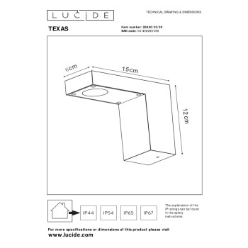 Lucide TEXAS - přisazené bodové svítidlo venkovní - LED - 1x6W 3000K - IP54 - Černá 28850/23/30, LUCIDE, TRENDY svítidla