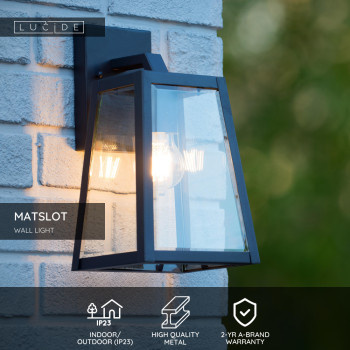Lucide MATSLOT - nástěnné svítidlo venkovní - IP23 - Černá 29829/01/30, LUCIDE, TRENDY svítidla