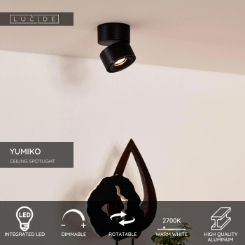 Lucide 35911/08/30 YUMIKO LED bodové svítidlo stmívatelné - 1x8W - černá, LUCIDE, TRENDY svítidla