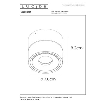 Lucide 35911/08/30 YUMIKO LED bodové svítidlo stmívatelné - 1x8W - černá, LUCIDE, TRENDY svítidla