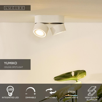 Lucide 35911/16/31 YUMIKO LED bodové svítidlo stmívatelné - 2x8W - bílá, LUCIDE, TRENDY svítidla
