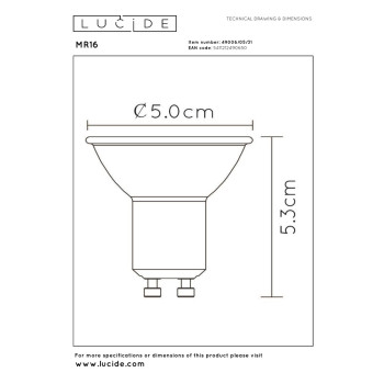 Lucide LED žárovka - Ø 5 cm - stmívatelná - GU10 - 1x5W 3000K - Bílá, LUCIDE, TRENDY svítidla