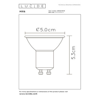 Lucide LED žárovka - Ø 5 cm - stmívatelná - GU10 - 3x5W 3000K - Černá, LUCIDE, TRENDY svítidla