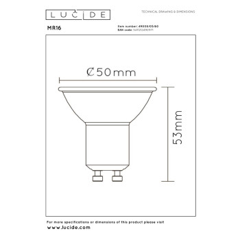 Lucide LED žárovka - Ø 5 cm - LED - GU10 - 1x5W 2700K - Průhledné, LUCIDE, TRENDY svítidla