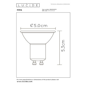 Lucide 49009/05/31 LED žárovka stmívatelná GU10/5W - bílá, LUCIDE, TRENDY svítidla