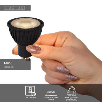 LED žárovka - GU10/5W 3krokově stmívatelná - černá, LUCIDE, TRENDY svítidla