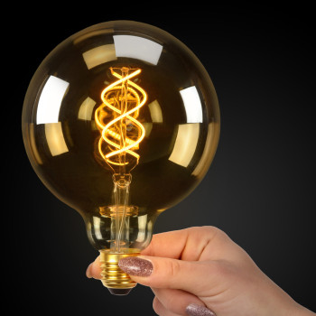 Lucide LED žárovka - okrasné vlákno - Ø 12,5 cm - stmívatelná - 1x5W 2200K - Jantarová, LUCIDE, TRENDY svítidla