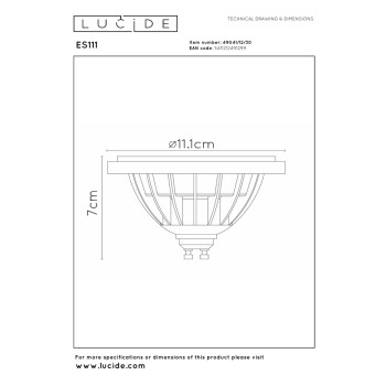 Lucide LED žárovka ES111 12W 820 LM - stmívatelná - černá, LUCIDE, TRENDY svítidla