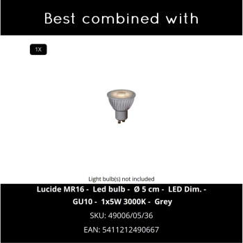 copy of TUBE Spot kulaté GU10 D9.6 H12.5cm matná zlatá/mosaz, LUCIDE, TRENDY svítidla