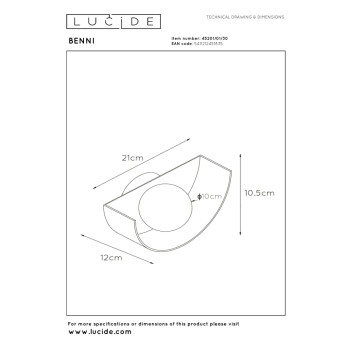Nástěnné stmívatelné svítidlo LUCIDE BENNI 49026/03/31 - G9/28W - černé, LUCIDE, TRENDY svítidla