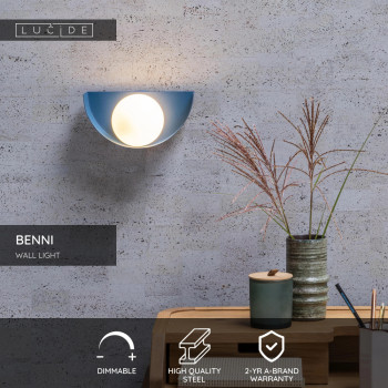 Nástěnné stmívatelné svítidlo BENNI 45201/01/35 - G9/28W - modré, LUCIDE, TRENDY svítidla