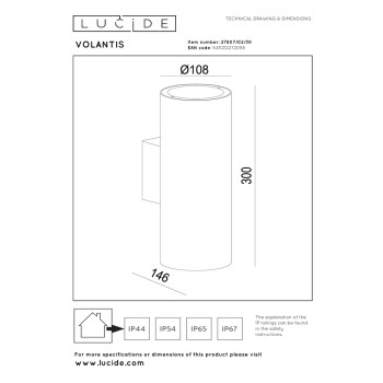 Lucide VOLANTIS venkovní nástěnné bodové svítidlo 2xE27 IP54 černá, LUCIDE, TRENDY svítidla