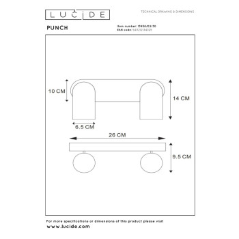 Lucide PUNCH stropní bodové svítidlo - 2xGU10 - černá, LUCIDE, TRENDY svítidla