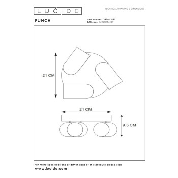 Lucide PUNCH stropní bodové svítidlo - Ø 21 cm - 3xGU10 - černá, LUCIDE, TRENDY svítidla