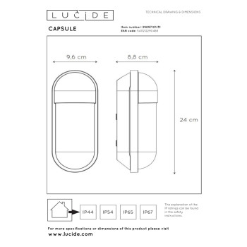 Lucide CAPSULE venkovní nástěnné svítidlo 1xE27 IP65 bílá, LUCIDE, TRENDY svítidla