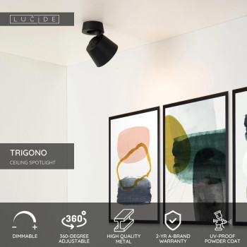 Lucide TRIGONO bodové stropní svítidlo - Ø 10,5 cm - 1xGU10 - černá, LUCIDE, TRENDY svítidla