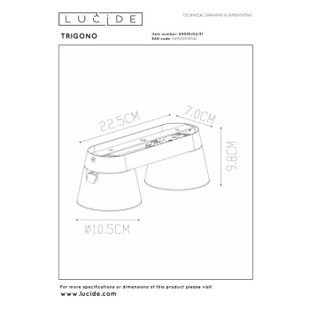 Lucide TRIGONO bodové stropní svítidlo - 2xGU10 - bílá, LUCIDE, TRENDY svítidla