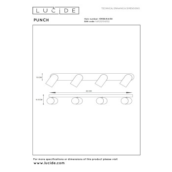Lucide PUNCH stropní bodové svítidlo 4xGU10 černá, LUCIDE, TRENDY svítidla