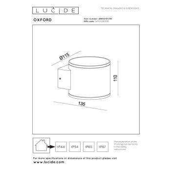 Lucide OXFORD venkovní nástěnné svítidlo 1xG9 IP54 černá, LUCIDE, TRENDY svítidla