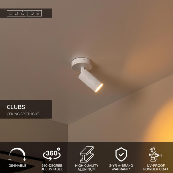 Lucide CLUBS stropní bodové svítidlo 1xGU10 bílá, LUCIDE, TRENDY svítidla