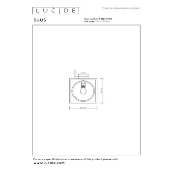 Lucide SUUS stropní svítidlo 1xE27 Černá, LUCIDE, TRENDY svítidla
