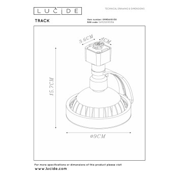 Lucide TRACK DORIAN bodové svítidlo 1xES111 černá, LUCIDE, TRENDY svítidla