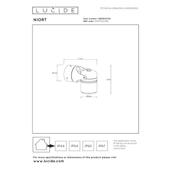 Lucide NIORT - nástěnné venkovní bodové svítidlo - 1xGU10 - IP44 - černé, LUCIDE, TRENDY svítidla