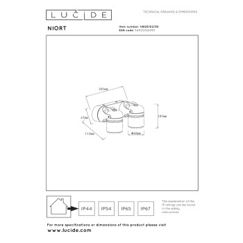 Lucide NIORT - stropní a nástěnné venkovní svítidlo - 2xGU10 - IP44 - černé, LUCIDE, TRENDY svítidla