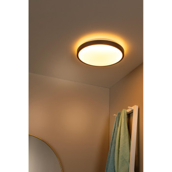 LED stropní svítidlo DASHER do koupelny - Ø 41 cm - 1x24W 2700K - IP44 - Senzor pohybu & Den/Noc - Černá, LUCIDE, TRENDY svítidla