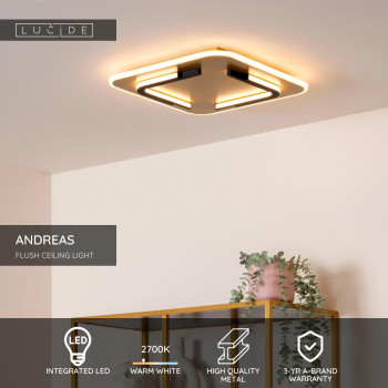 Lucide ANDREAS - stropní svítidlo - LED - 1x30W 2700K - zlatá / Mosaz, LUCIDE, TRENDY svítidla