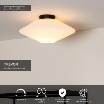 Lucide TREVOR - stropní svítidlo - Ø 42 cm - 1xE27 - Opál, LUCIDE, TRENDY svítidla