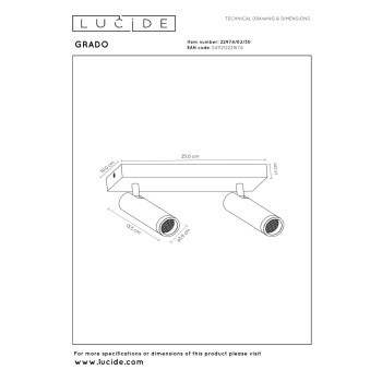 Lucide GRADO - Stropní bodové svítidlo - 2xGU10 (MR11) - Černé, LUCIDE, TRENDY svítidla