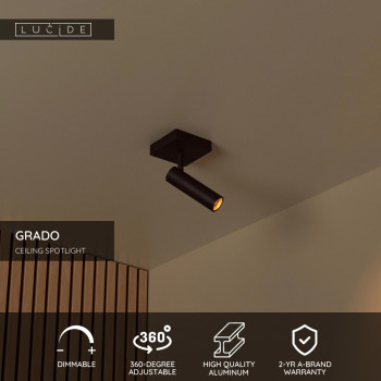 Lucide GRADO - Stropní bodové svítidlo - 1xGU10 (MR11) - Černé, LUCIDE, TRENDY svítidla