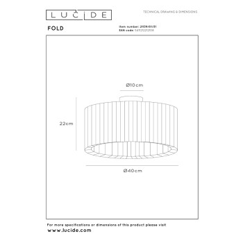 Lucide FOLD - stropní svítidlo - Ø 40 cm - 1xE27 - Bílá, LUCIDE, TRENDY svítidla