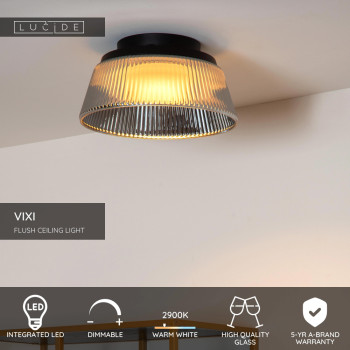 Lucide VIXI - stropní svítidlo - Ø 35 cm - LED - stmívatelné - 1x17,6W 2900K - Smoke Grey, LUCIDE, TRENDY svítidla